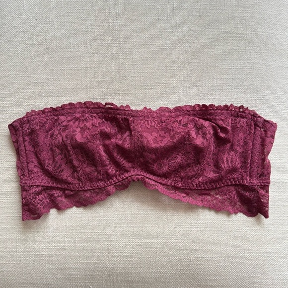 Lace Bandeau Bra in Burgundy - Picture 1 of 3